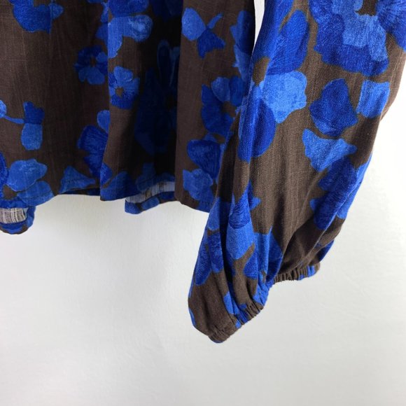 A New Day Brown Floral Blouse Medium #D1-157 - Picture 2 of 6